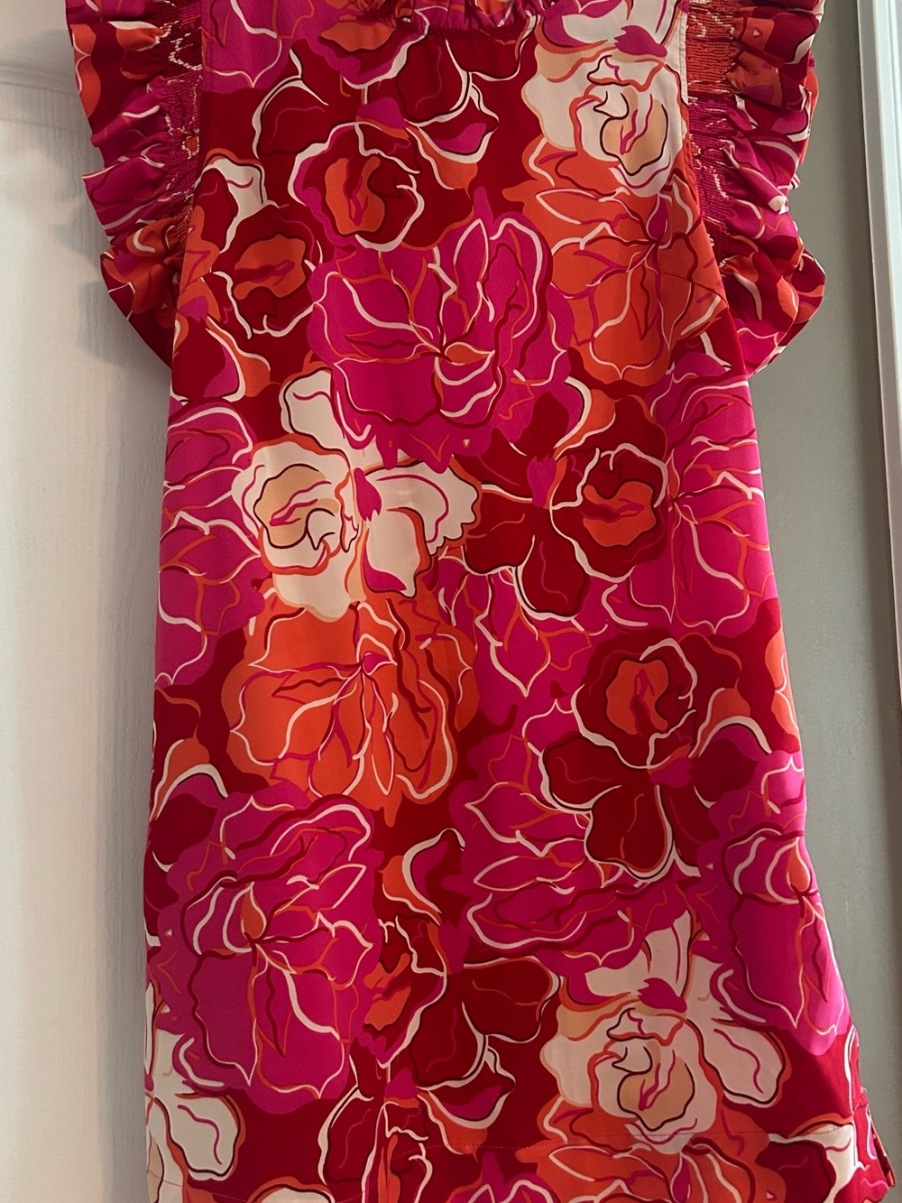 JODIFL Pink Red Orange Floral Midi Dress